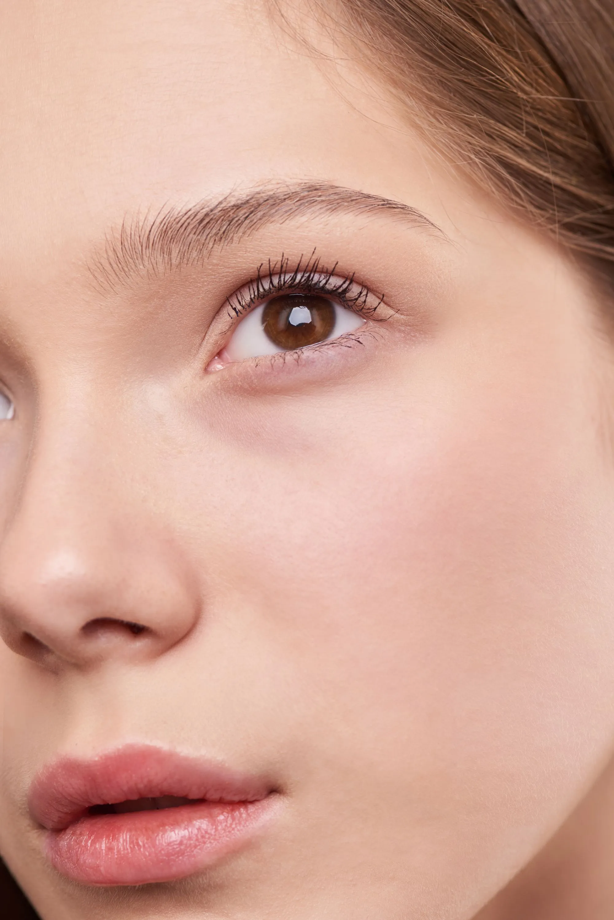 Close-up of an eye with long lashes