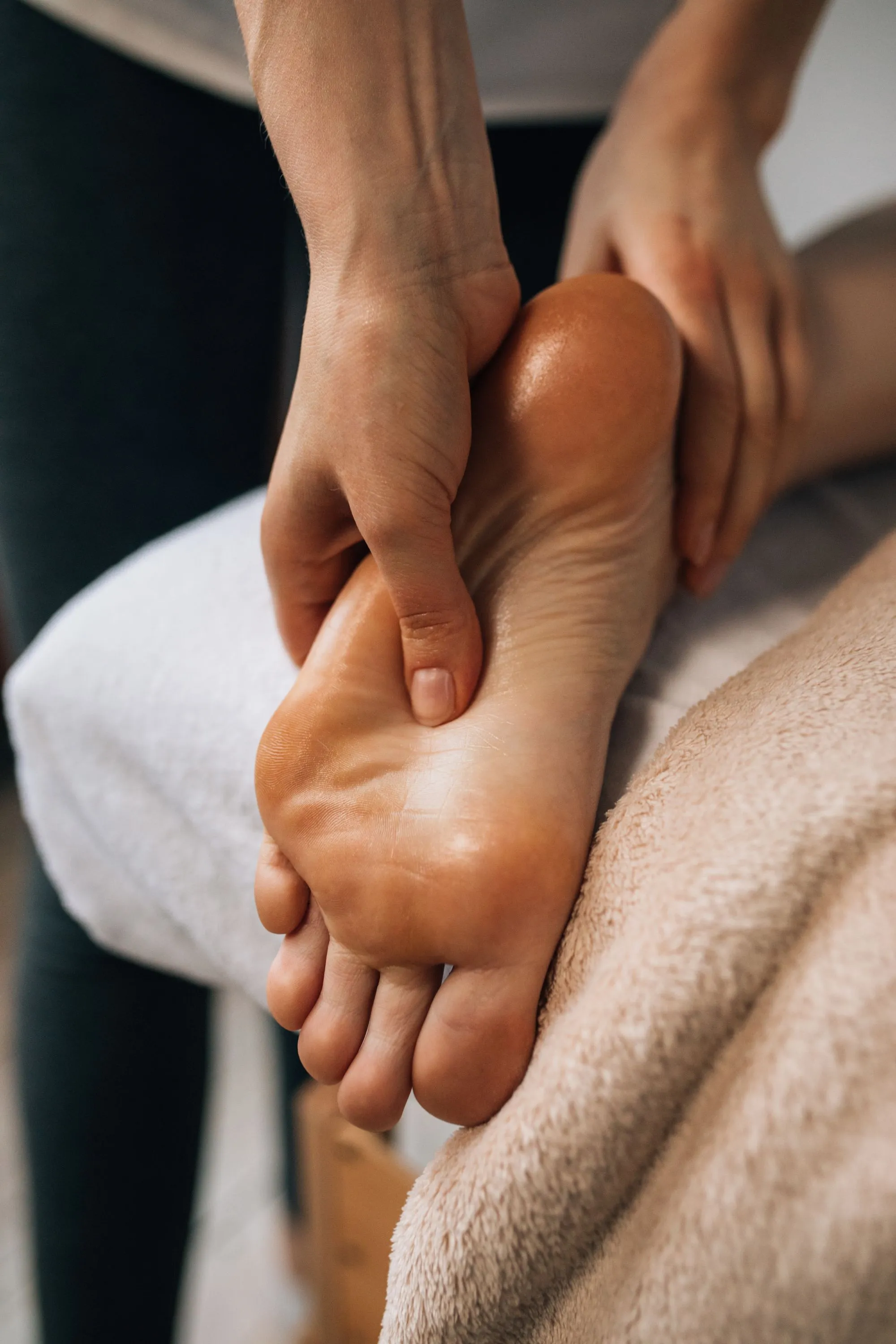 Foot massage during a pedicure